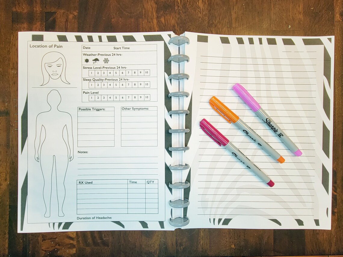 Zebra Symptom Tracking Journal Etsy
