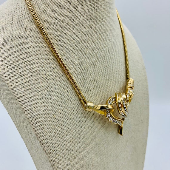 Trifari Rhinestone Swirl Choker Necklace Chain Co… - image 4