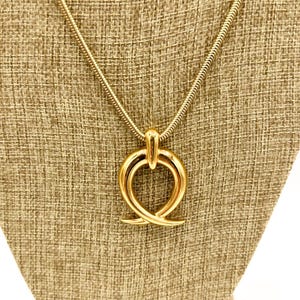 Vintage Monet Gold Rope Chain Pendant Necklace – 30&quot; Length with Signed Pendant & Hang Tag