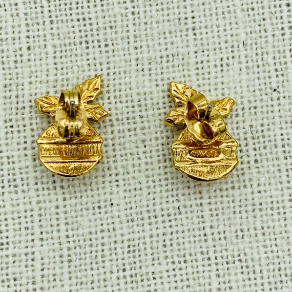 Boucles D'oreilles Vintage AVON Boule De Noël - Or Et Cristal Rouge, Clips, Occasion