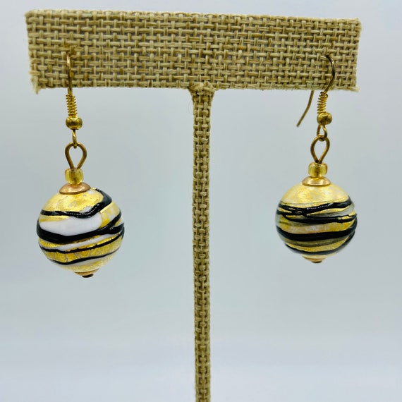 Murano Venetian Blown Glass Jewelry Set Gold Blac… - image 7
