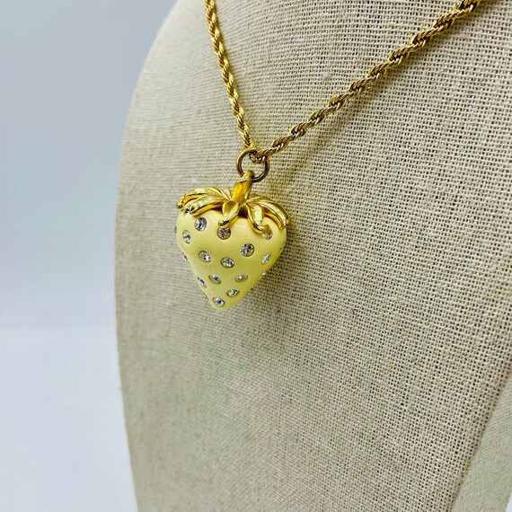 Kenneth Jay Lane Cream Strawberry Pendant Necklac… - image 3