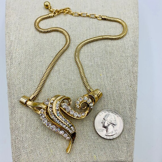Trifari Rhinestone Swirl Choker Necklace Chain Co… - image 5