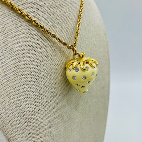 Kenneth Jay Lane Cream Strawberry Pendant Necklac… - image 2
