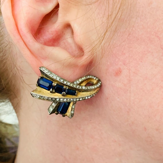 Trifari Alfred Philippe Sterling Ribbon Earrings … - image 4