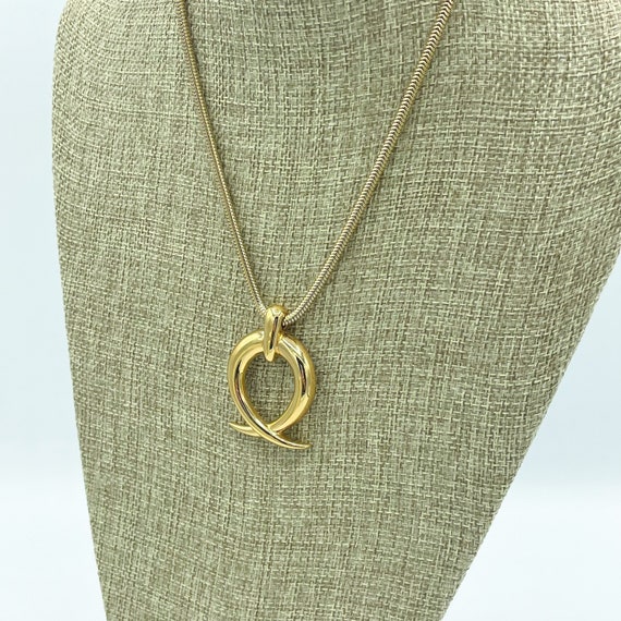 Monet Abstract Pendant Gold Dangle Snake Chain Ne… - image 3