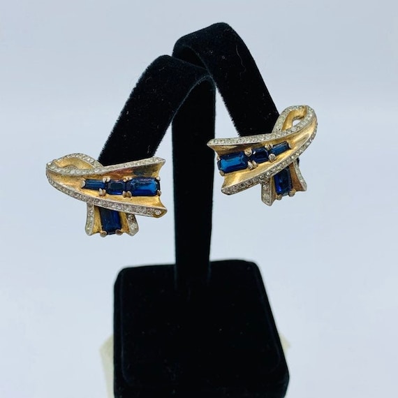 Trifari Alfred Philippe Sterling Ribbon Earrings … - image 1