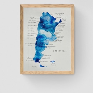 Mapa de Argentina / Regalo de Argentina / / Regalo para argentinos / Arte argentino / Decoración de pared de Argentina / Mapa de Sudamérica / Luna de miel / Argentina