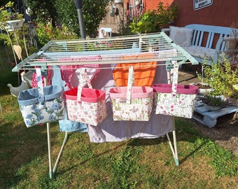 Klammerkörbchen Klammerbeutel Wäscheklammer Aufbewahrung handmade genäht Stoff Größe L nachhaltig  Geschenk praktisch KleineSeligkeiten