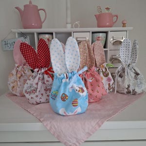 Osterbeutel Ostersäckchen Osterkörbchen genäht zum Füllen Osterhase rosa blau grün pastell Verpackung KleineSeligkeiten nordisch Geschenk