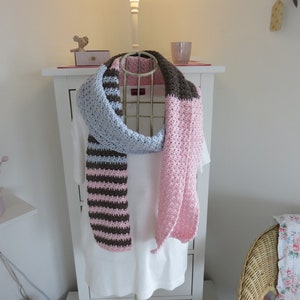 Schal Cashmere Seide gehäkelt blau braun natur rosa  exklusiv einzigartig Damen Mädchen Teenager Stola Tuch Loop KleineSeligkeiten Geschenk