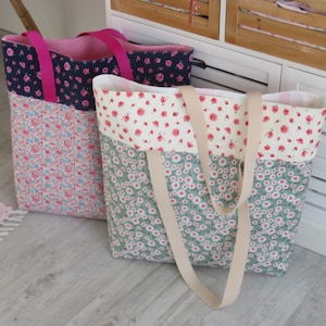 Weekender Shopper XXL Tasche Einkaufstasche Reisetasche Markttasche Wochenende Urlaub genäht rosa hellblau KleineSeligkeiten Geschenk Unikat