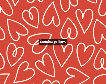 Modèle sans couture coeurs Saint-Valentin, fond amour rouge (papier numérique)