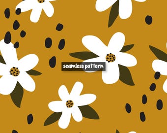 Vintage witte naadloze bloemmotief (digitale download)