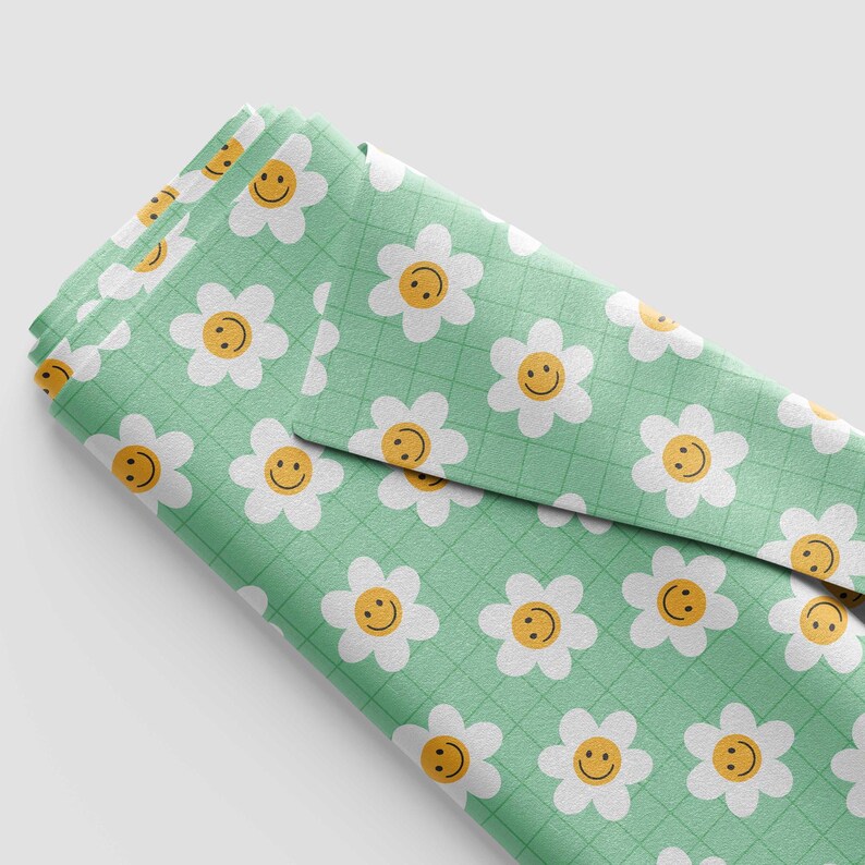 Green Retro Daisy Seamless Pattern Groovy Happy Daysi Seamless Repeat ...