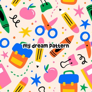 Padrão contínuo de volta às aulas, arquivo contínuo de volta às aulas, papel digital de volta às aulas, design contínuo de volta às aulas.