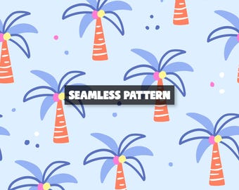 Summer Palms Seamless Pattern – Summer Digital Paper.