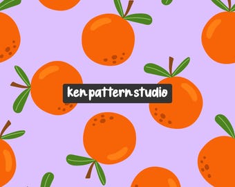 Orange Seamless Pattern, Citrus Fabric Print.