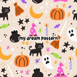Spooky Halloween Seamless Pattern Spooky Digital Pattern