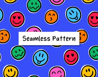 Emojis seamless pattern Emojis digital patten Emoticon paper Happy smiley pattern  Repeat pattern for fabric sublimation