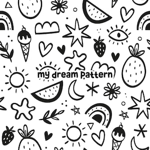Summer Doodle Seamless Pattern Doodle Digital Pattern Doodle Seamless File