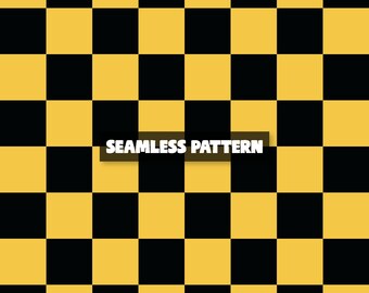 Naadloos geelzwart geruit patroon – digitaal digitaal schaakbordpapier.