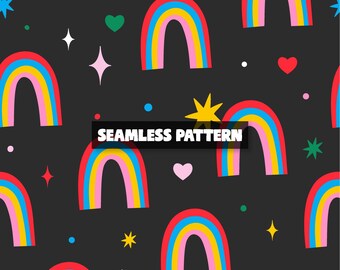 Retro naadloze regenboogpatroon – regenboog digitaal papier.