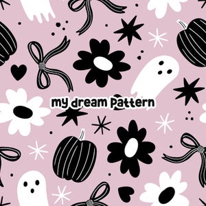 Halloween Ghost Seamless Pattern Floral Halloween Seamless File Spooky Digital Pattern.