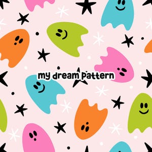 Halloween Ghost Seamless Pattern Groovy Ghosts Seamless File