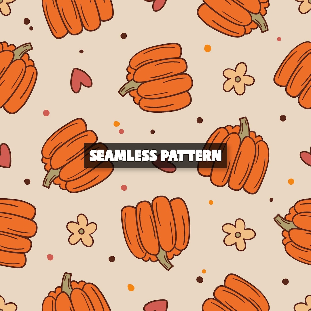 Fall Pumpkin Seamless Pattern, Autumn Digital Paper (digital Download ...
