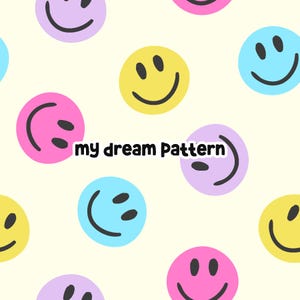 Smiley Faces Seamless Pattern Smiley Seamless File Pattern Smiley Repeat Pattern Retro Seamless File Hippie Pattern For Fabric