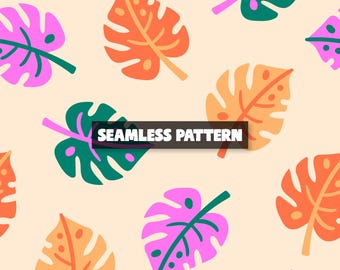 Tropical Leaves Seamless Pattern – Summer Digital Paper.
