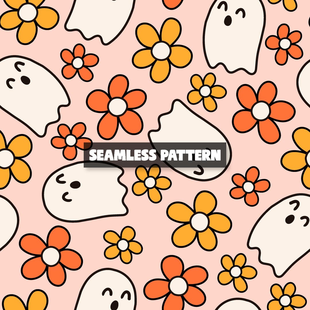 Floral Ghost Seamless Pattern – Daisy Ghost Digital Paper. - Etsy