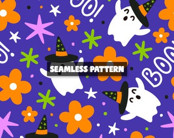 Arquivo de padrão floral sem costura Boo Ghost