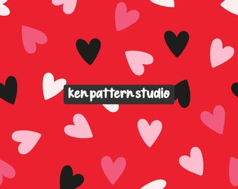 Red Love naadloze patroon, Valentijnsdag digitaal papier.