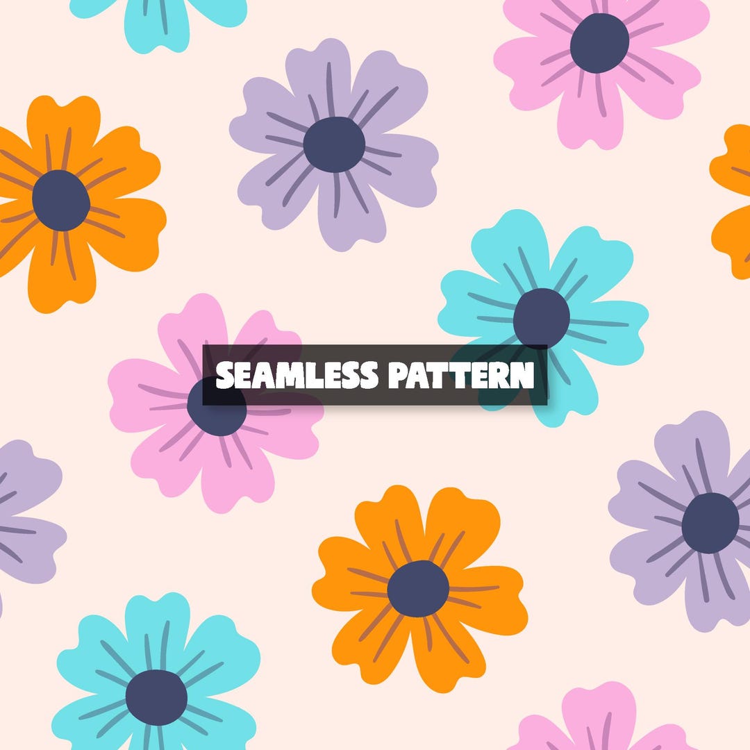 Retro Floral Seamless Pattern Summer Spring Flowers Digital Pattern - Etsy