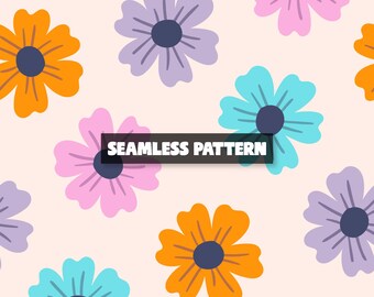 Retro Floral Seamless Pattern Summer Spring Flowers Digital Pattern