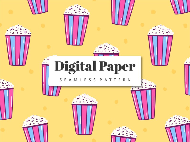 Popcorn Pattern. Popcorn Digital Paper. Repeat Pattern. Etsy