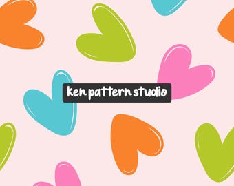 Cute Colorful Hearts Seamless Pattern (Digital Download)