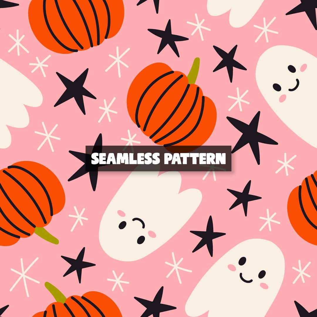 Pumpkin Ghost Seamless Pattern – Halloween Digital Paper. - Etsy