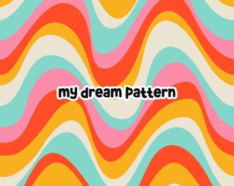 Retro Waves Seamless Pattern Groovy Wavy Seamless Design Groovy Waves Repeat Pattern Design