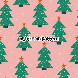Retro Christmas Seamless Pattern Pink Christmas Seamless Repeat Pattern