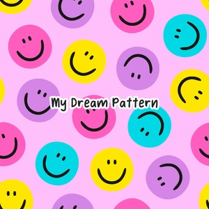 Smiley Seamless Pattern For Sublimation Smiley Face Digital Pattern Smiley Repeat Pattern For Fabric Groovy Repeatable Designs