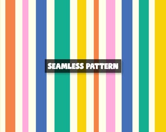 Retro Summer Stripes Seamless Pattern (Digital Download)