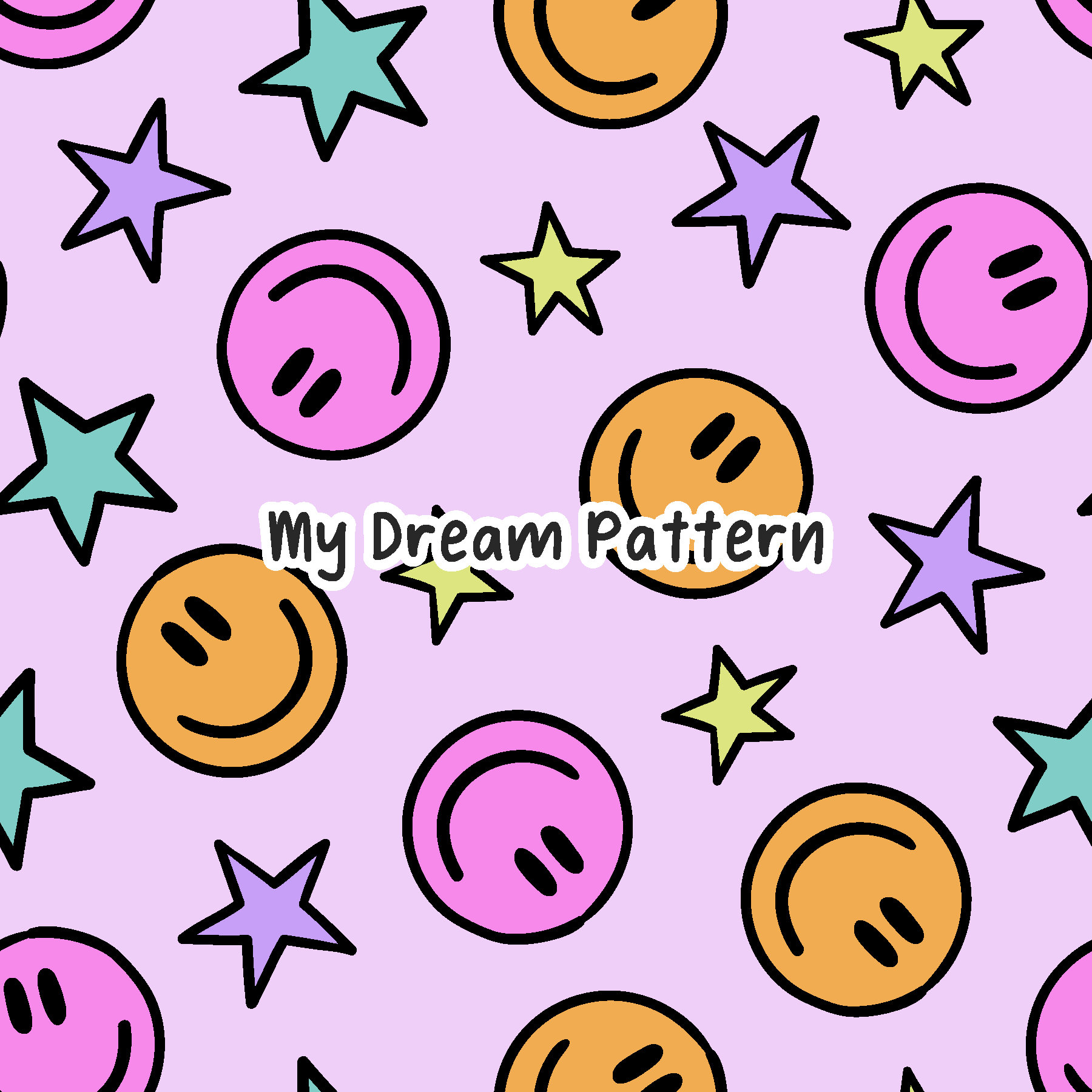 Retro Happy Face Seamless Pattern Groovy Smile Seamless Design Retro ...