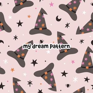 Witch Hat Seamless Pattern Halloween Witch Hat Repeat Pattern