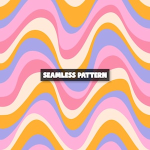 Retro 70s Swirly Waves Seamless Pattern (Digital Download)