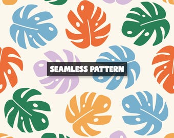 Tropisches Monstera Muster - Boho Tropisches Digitales Papier.