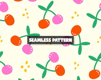 Naadloos kersenpatroon – kersen digitaal papier.