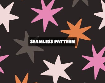 Halloween Stars Seamless Pattern – Retro Stars Digital Paper.